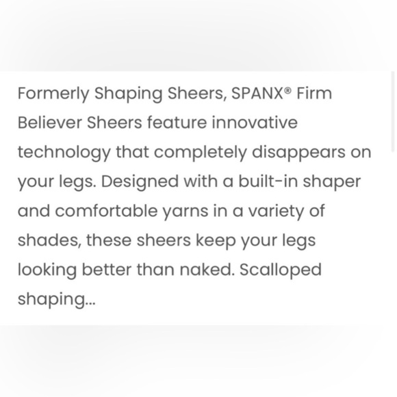 SPANDX FIRM BELIEVER SHEERS SIZE A SHADE S4 NEW - Picture 3 of 5